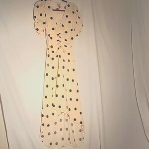 A New Day Hi-Lo Womans Beige with Black Polka Dot Dress, Size: XS, NWT